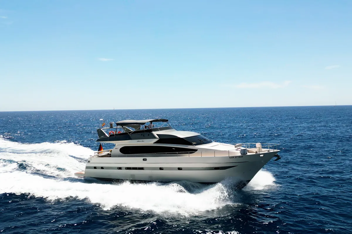 Exterior view of Ma Bella, a Monte Fino 70 yacht at Castellammare di Stabia, Italy