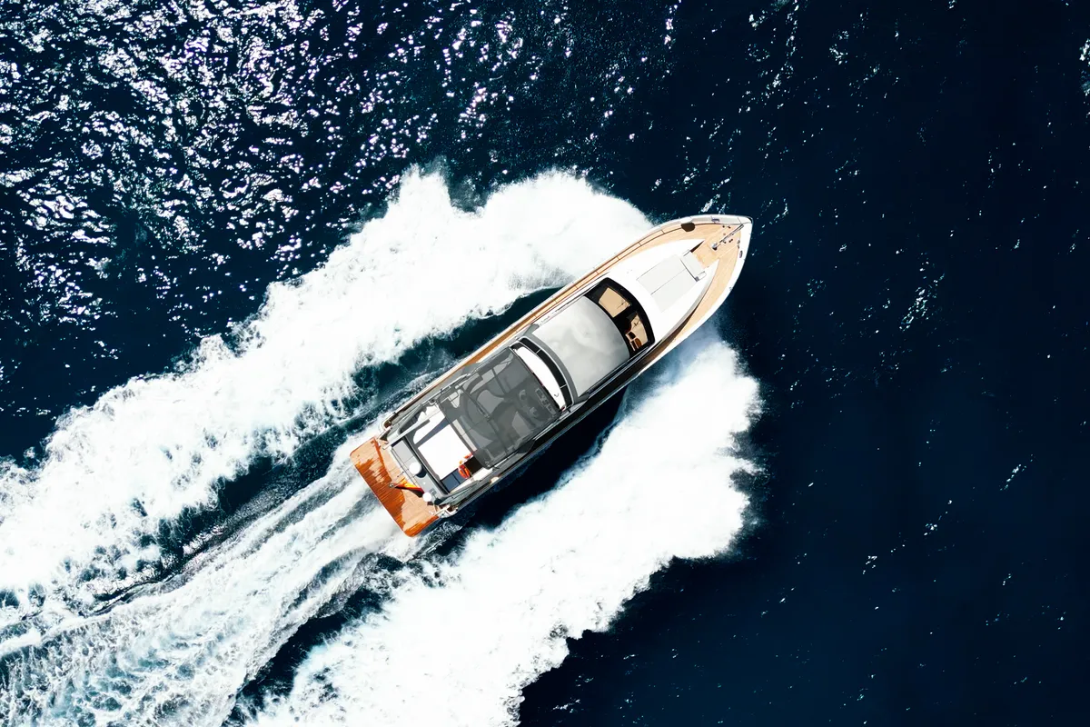 Exterior view of Ma Bella, a Monte Fino 70 yacht at Castellammare di Stabia, Italy