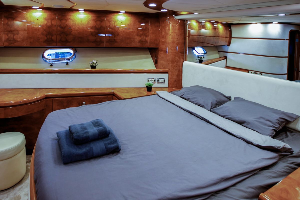 Cabin on Ma Bella, a Monte Fino 70 yacht at Castellammare di Stabia, Italy