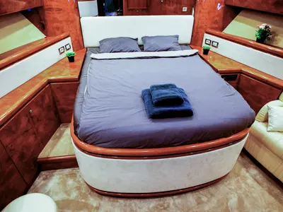 Cabin on Ma Bella, a Monte Fino 70 yacht at Castellammare di Stabia, Italy