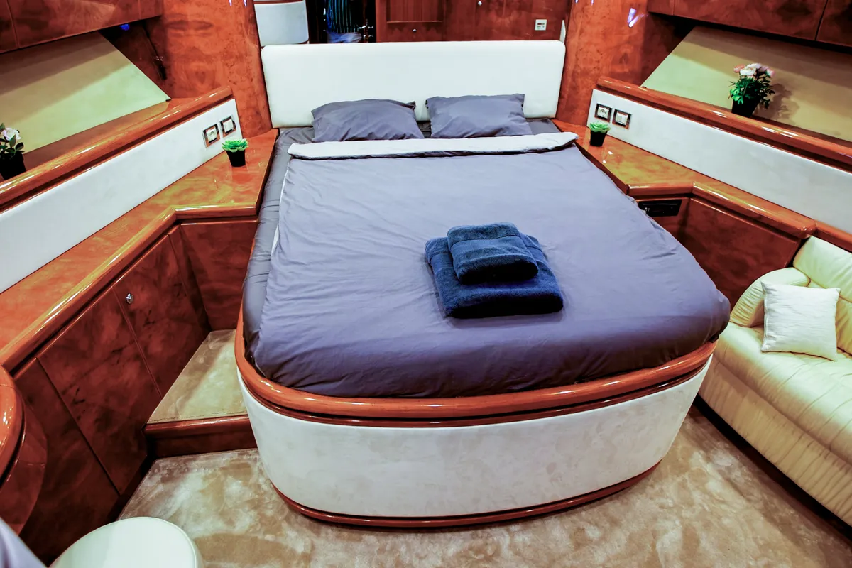 Cabin on Ma Bella, a Monte Fino 70 yacht at Castellammare di Stabia, Italy