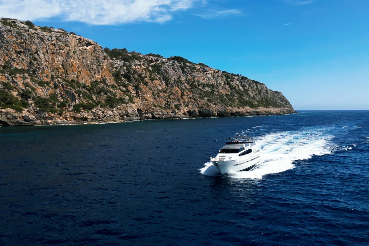 Exterior view of Ma Bella, a Monte Fino 70 yacht at Castellammare di Stabia, Italy