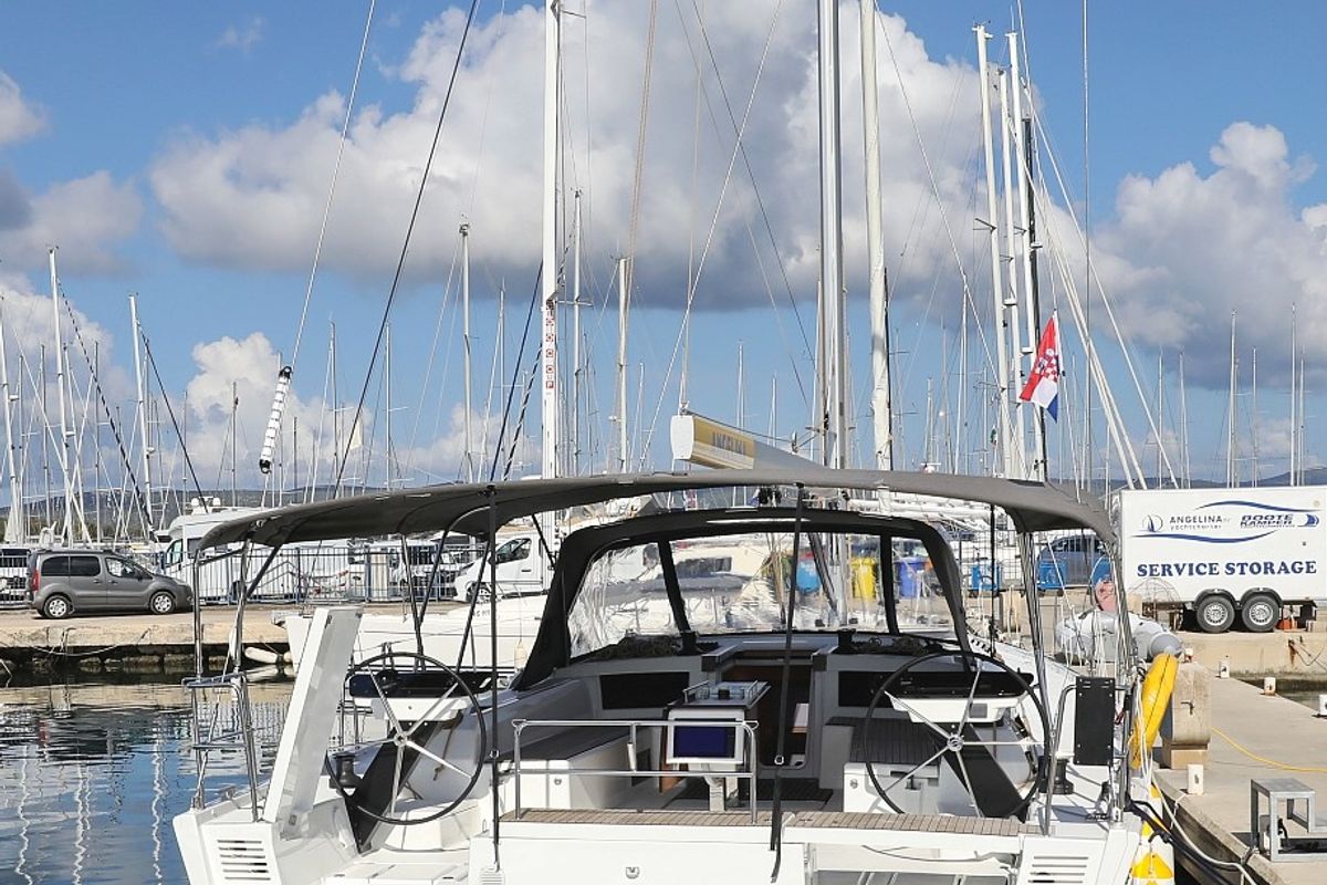 Exterior view of Blue Therapy, a Dufour 530 sailboat at Grad Biograd na Moru, Croatia