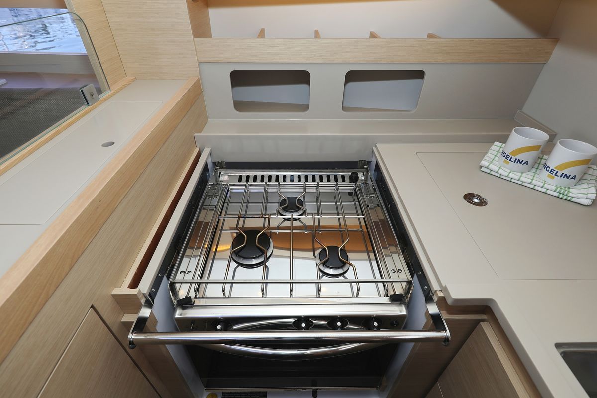 Galley of Blue Therapy, a Dufour 530 sailboat at Grad Biograd na Moru, Croatia