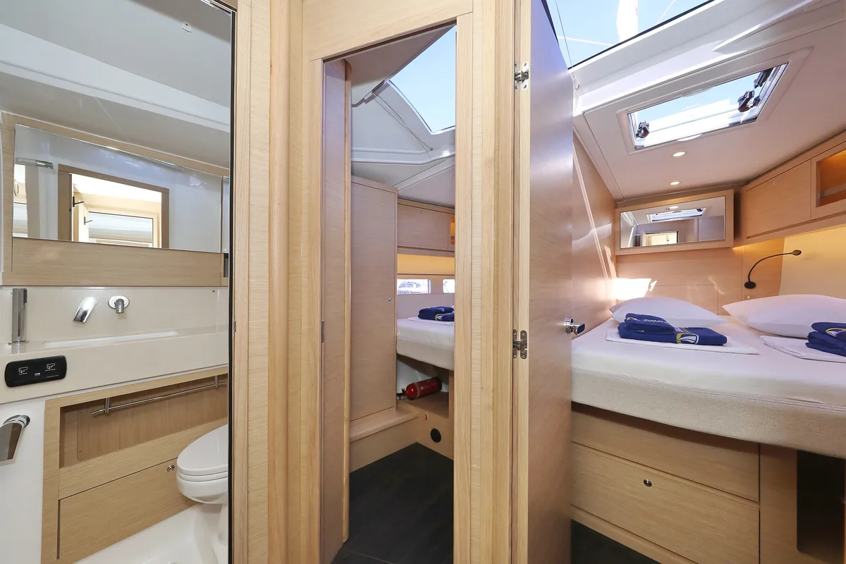Cabin on Blue Therapy, a Dufour 530 sailboat at Grad Biograd na Moru, Croatia