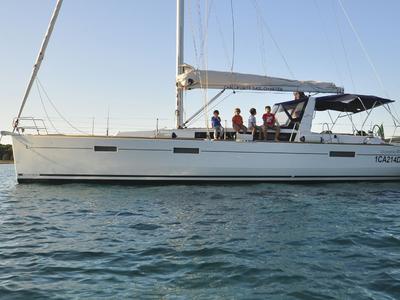 Exterior view of JN, a Beneteau Oceanis 45 sailboat at U Pàize/Carloforte, Italy