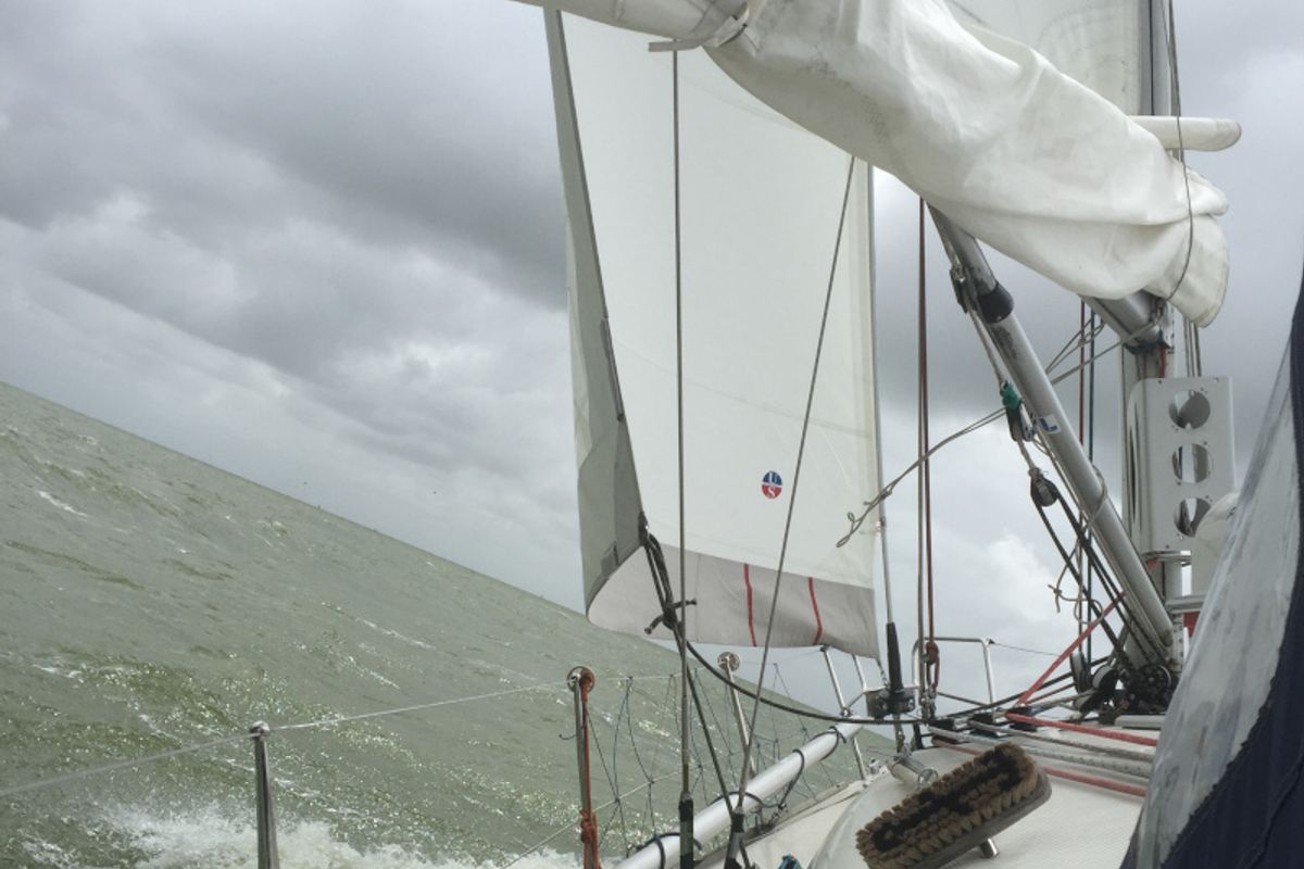 Exterior view of Grote Beer, a Beneteau First 36.7 sailboat at Yerseke, Netherlands