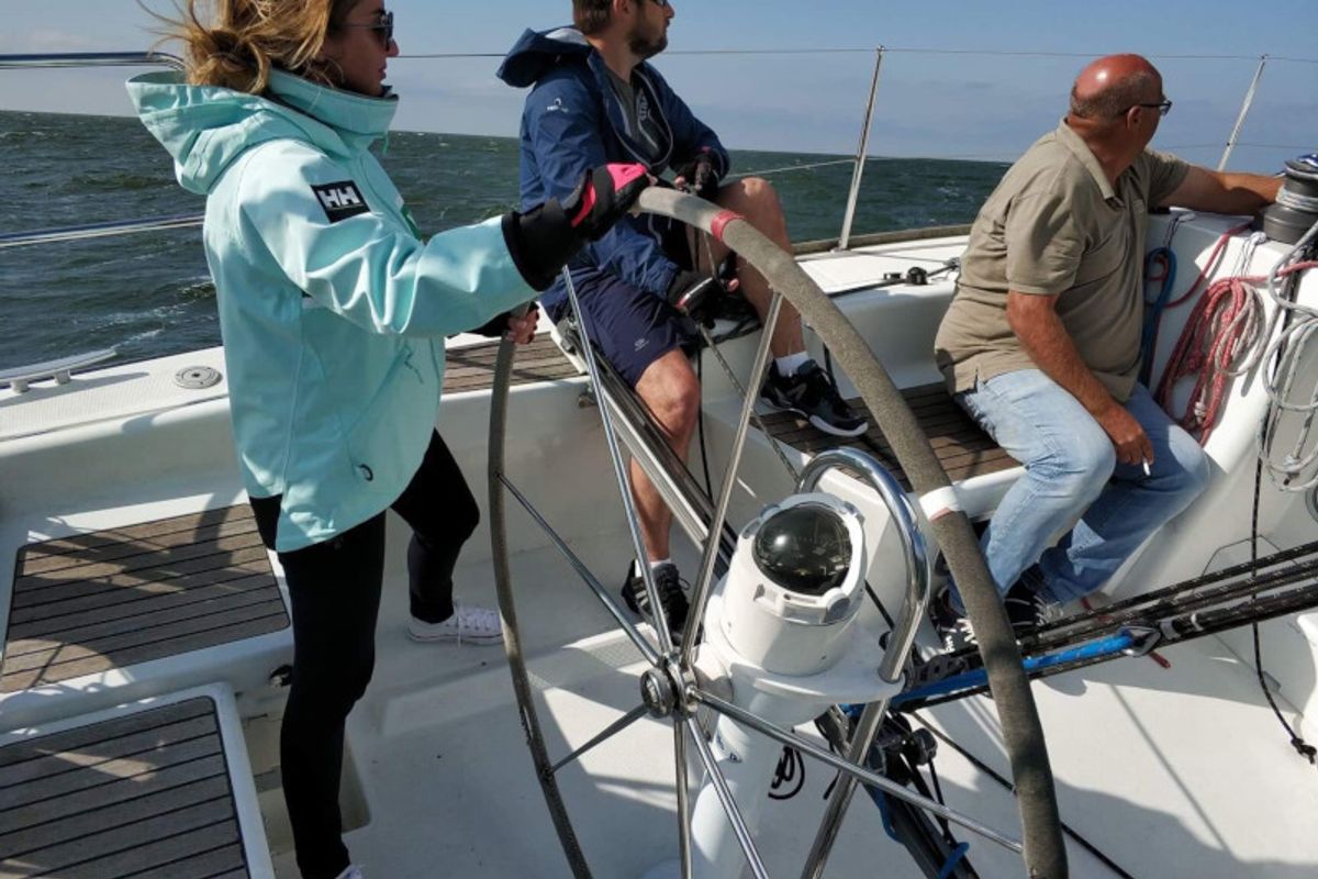 Cockpit of Grote Beer, a Beneteau First 36.7 sailboat at Yerseke, Netherlands