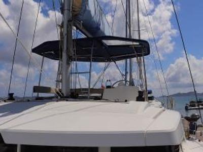 Cockpit of Still Wandering, a Bali 4.6 catamaran at Road Town, British Virgin Islands