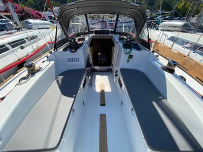 Cockpit of Imagine, a Beneteau First 40 sailboat at Marmaris, Turkey