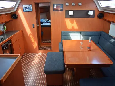 Salon of Maslinova, a Bavaria Cruiser 46 sailboat at Grad Kaštela, Croatia