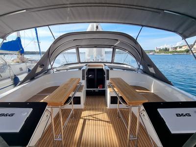 Deck of Fibi, a Hanse Yachts Hanse 460 sailboat at Grad Pula, Croatia