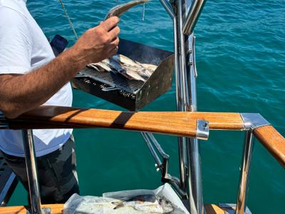 Deck of Calypsa, a Gulet Sail boat sailboat at Grad Rovinj, Croatia