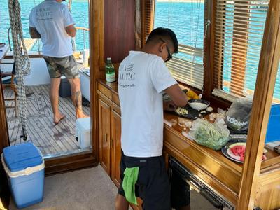 Galley of Calypsa, a Gulet Sail boat sailboat at Grad Rovinj, Croatia