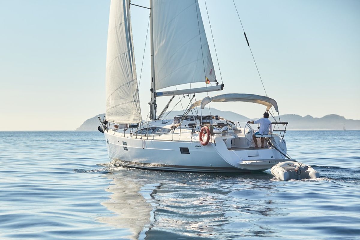 Exterior view of Sailway Ocho, a Elan Impression 45 sailboat at Vigo, Spain