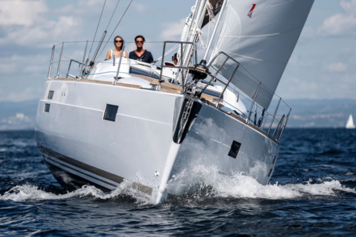 Exterior view of Sailway Ocho, a Elan Impression 45 sailboat at Vigo, Spain