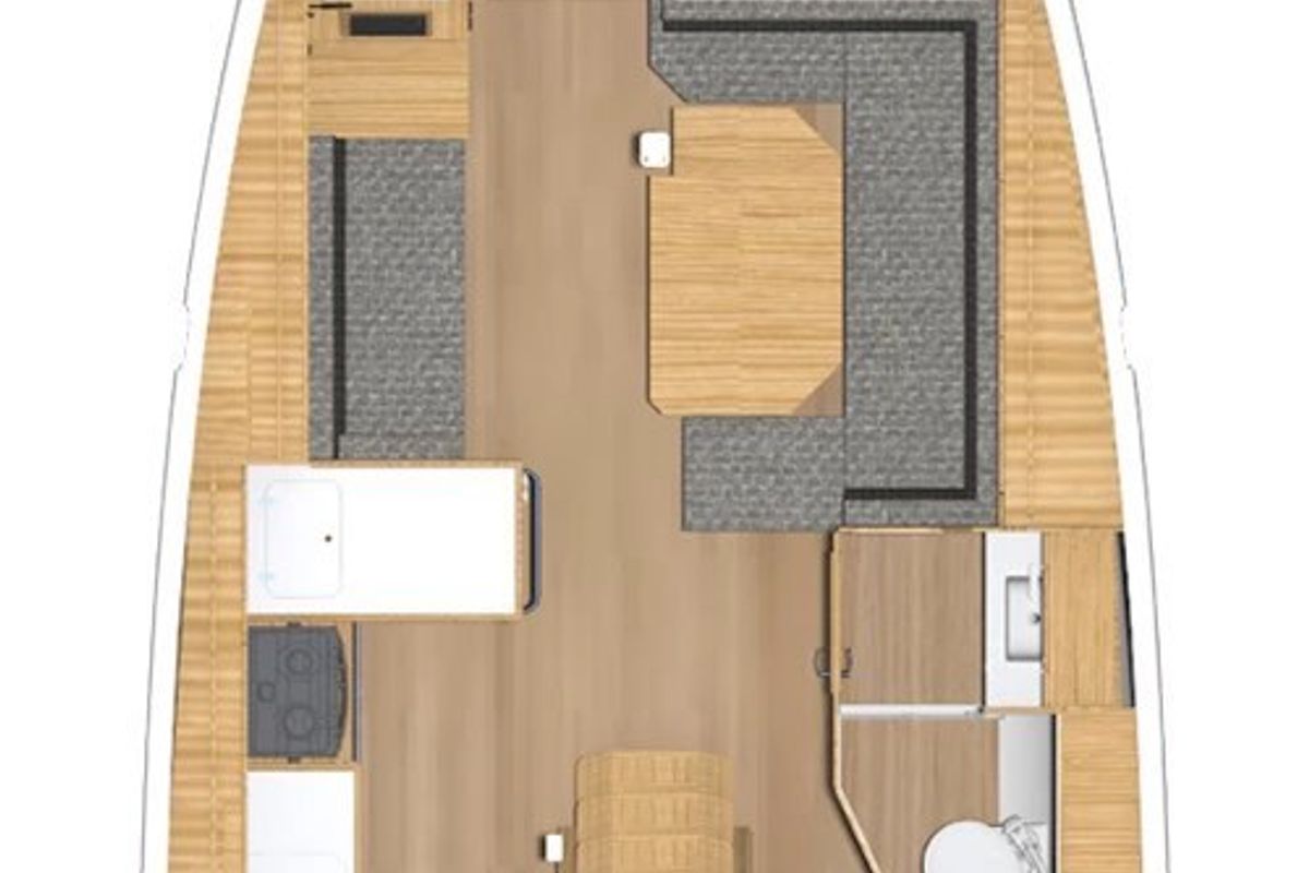 Floor plan of Simea, a Bavaria C38 sailboat at Marseille, France