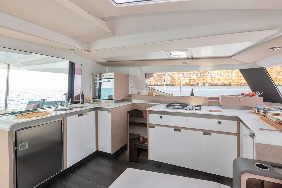Galley of My Dream, a Fountaine Pajot Elba 45 catamaran at Taranto, Italy