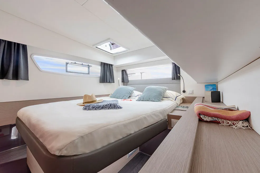 Cabin on My Dream, a Fountaine Pajot Elba 45 catamaran at Taranto, Italy