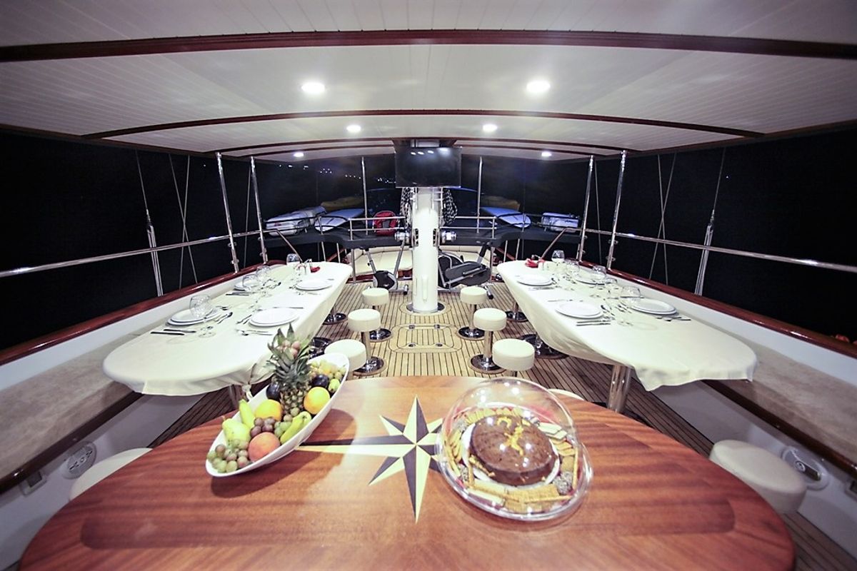 Deck of Oguz Bey, a Custom Made Oguz Bey yacht at Bodrum, Turkey