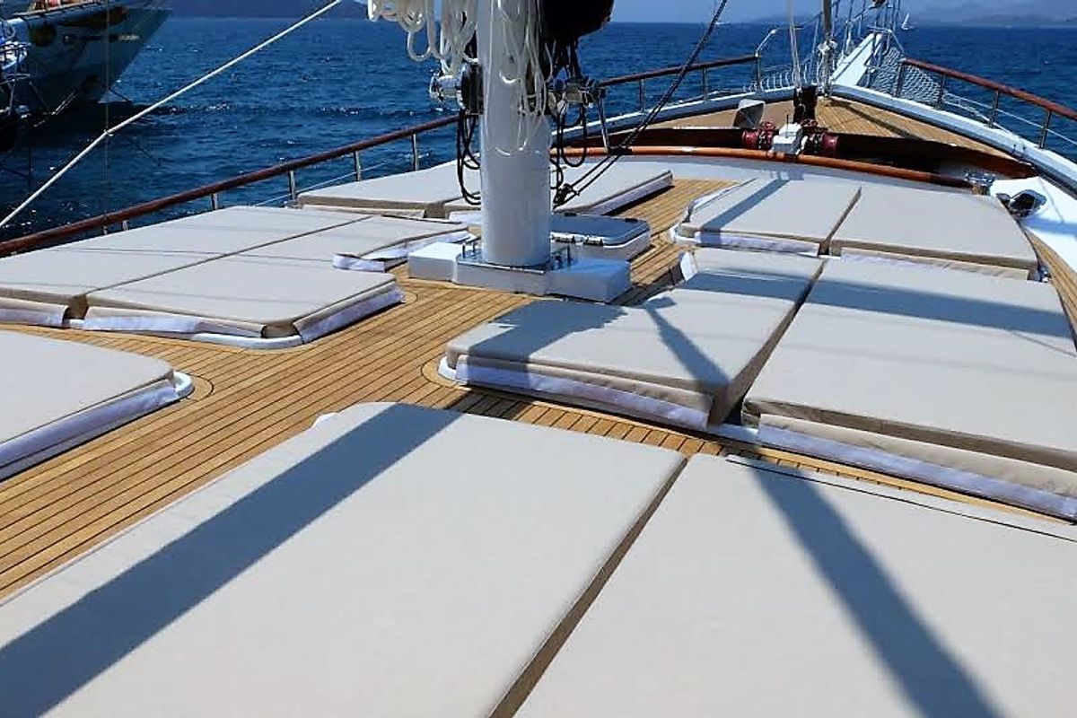 Deck of Oguz Bey, a Custom Made Oguz Bey yacht at Bodrum, Turkey