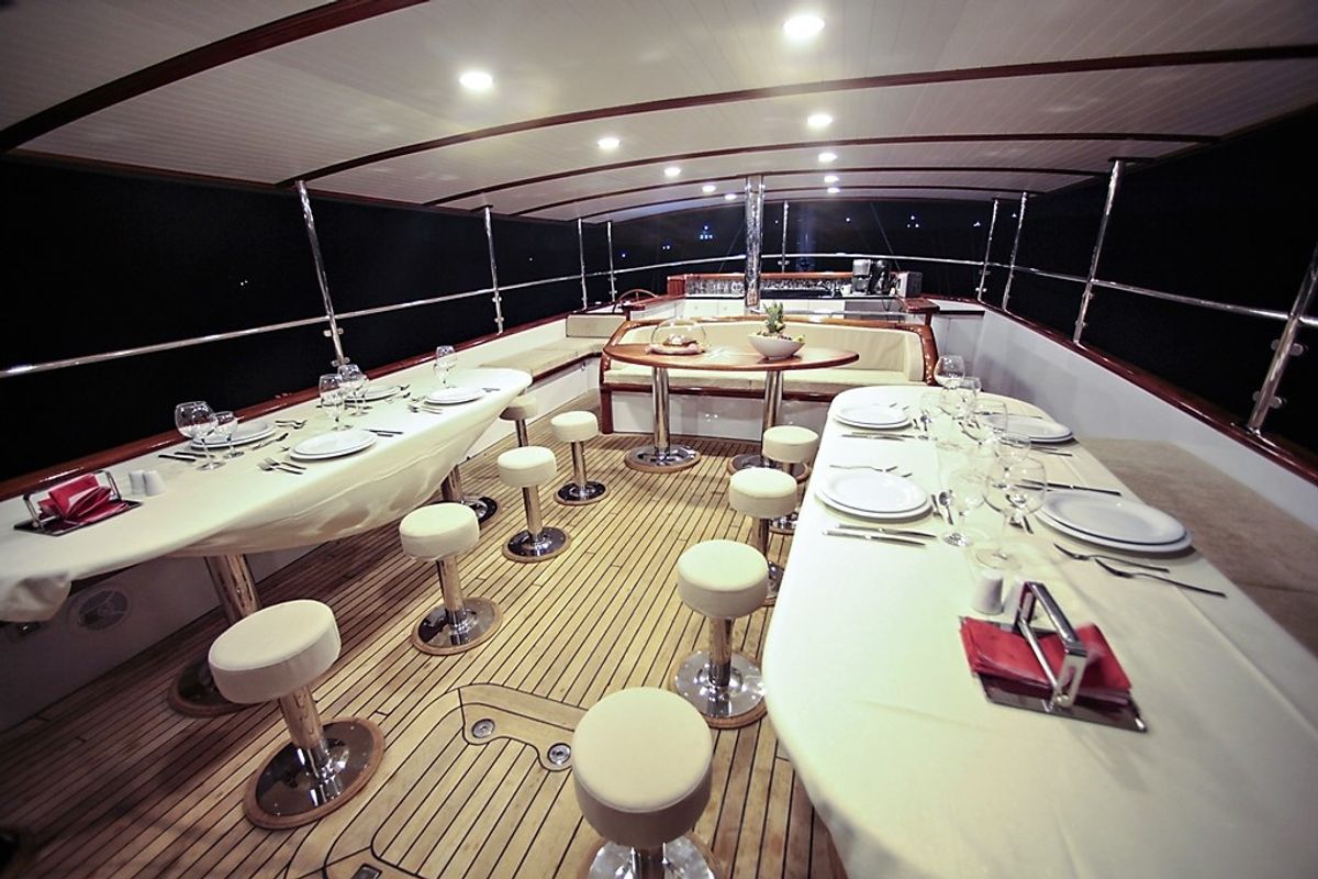 Deck of Oguz Bey, a Custom Made Oguz Bey yacht at Bodrum, Turkey