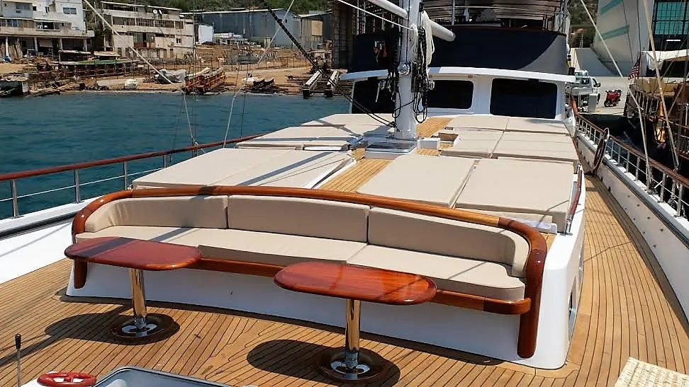 Deck of Oguz Bey, a Custom Made Oguz Bey yacht at Bodrum, Turkey