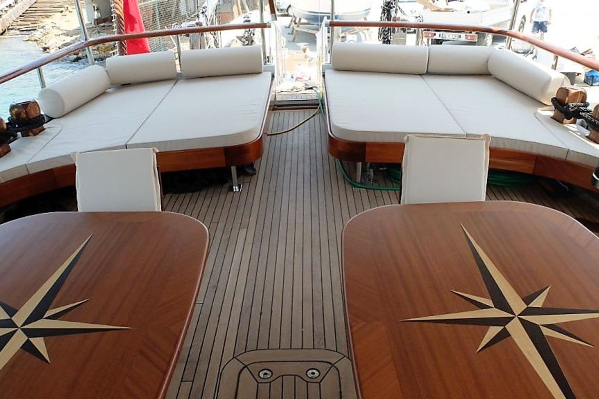 Deck of Oguz Bey, a Custom Made Oguz Bey yacht at Bodrum, Turkey