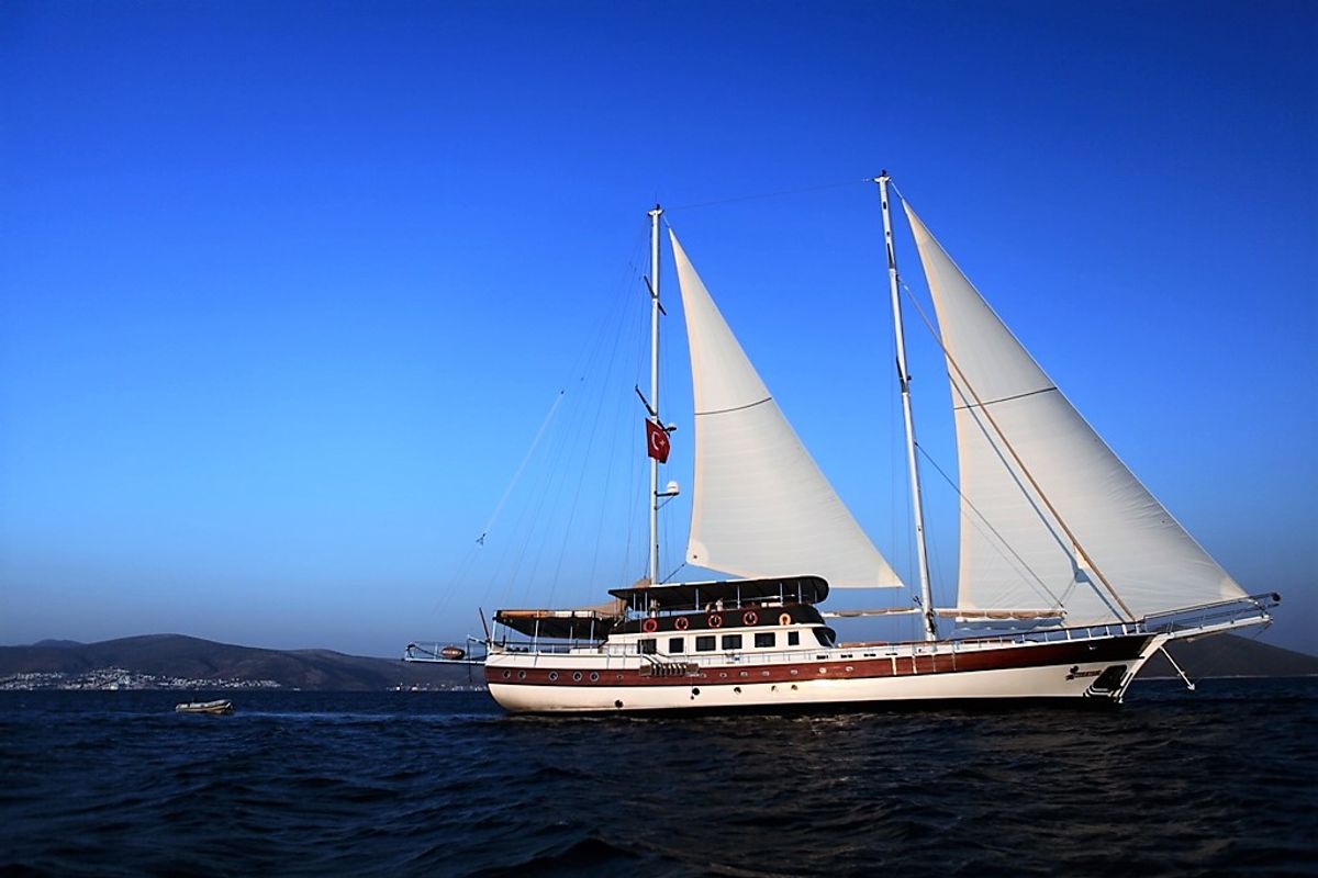 Exterior view of Oguz Bey, a Custom Made Oguz Bey yacht at Bodrum, Turkey