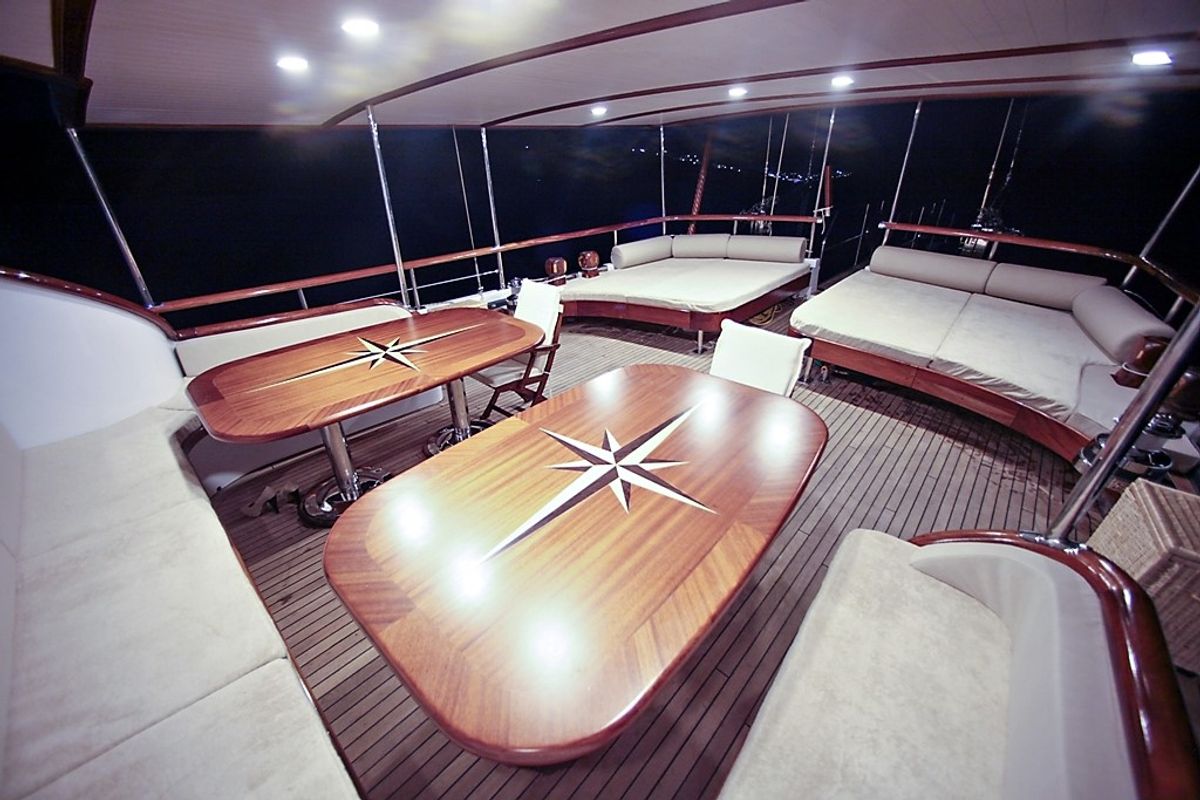Deck of Oguz Bey, a Custom Made Oguz Bey yacht at Bodrum, Turkey