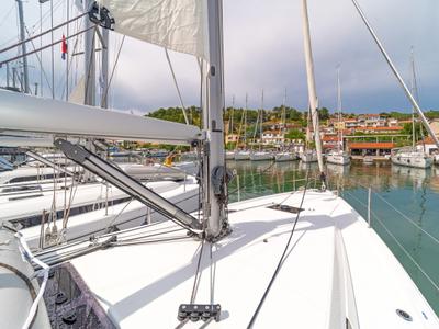 Salon of First Date, a Jeanneau Sun Odyssey 410 sailboat at Skradin, Croatia