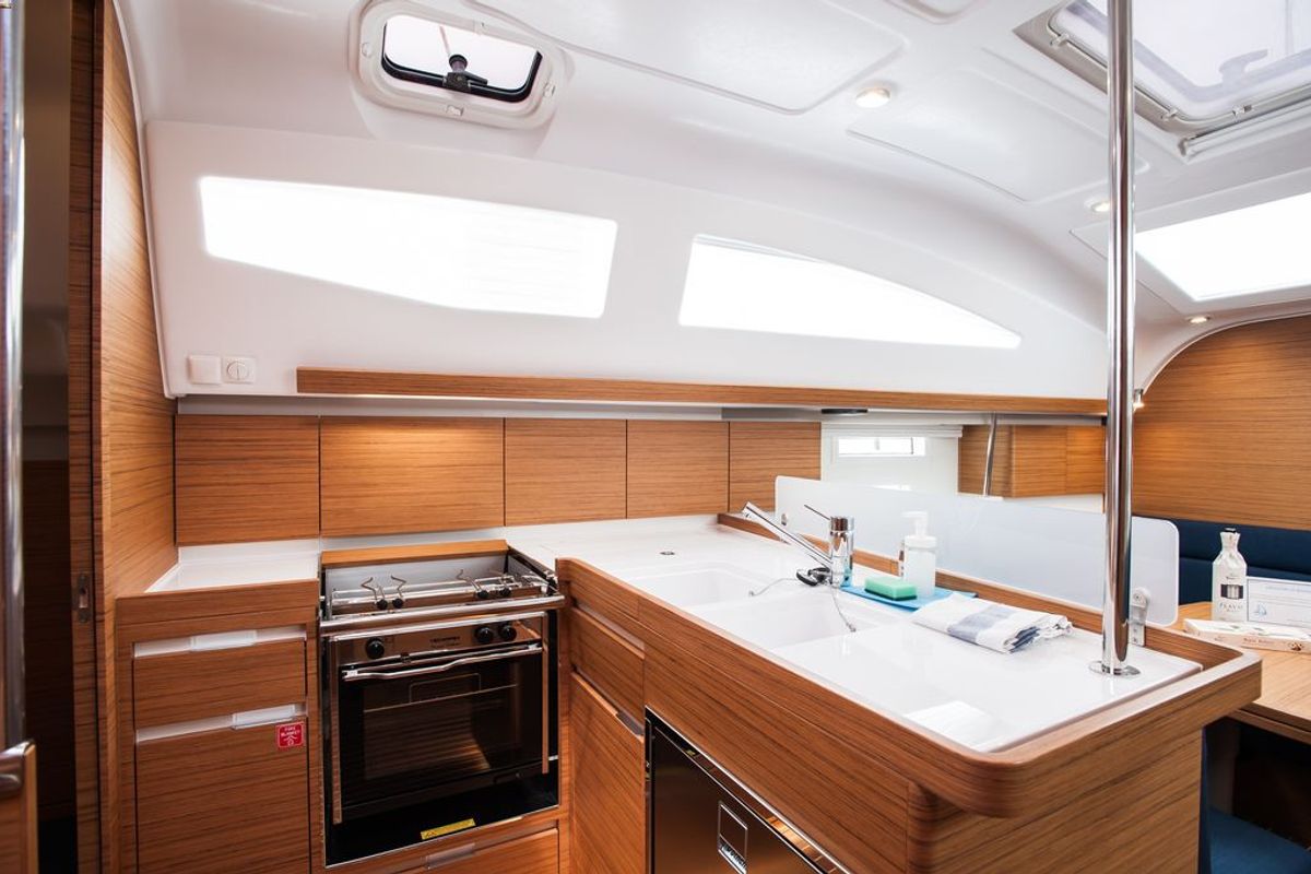 Galley of Fortiss, a Elan Impression 40 sailboat at Zadar, Croatia