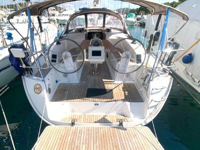 Cockpit of Little Joe, a Bavaria Cruiser 34 sailboat at Općina Rogoznica, Croatia