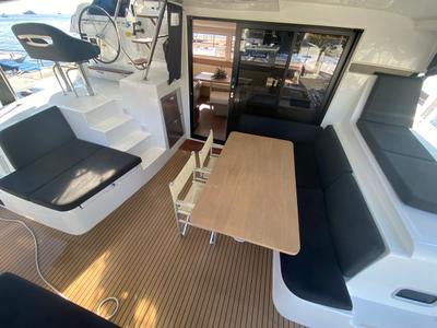 Deck of Copernicus, a Lagoon 42 catamaran at Grand Anse, Grenada