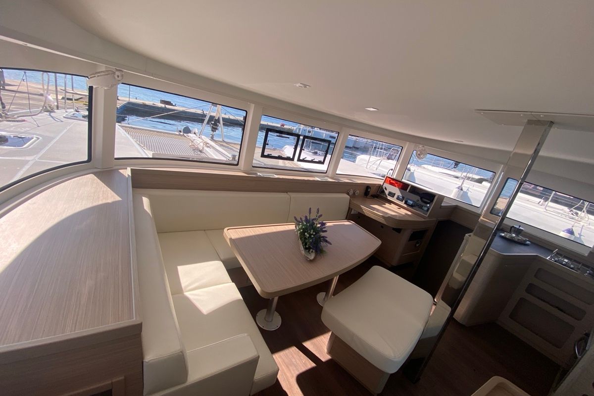 Salon of Copernicus, a Lagoon 42 catamaran at Grand Anse, Grenada