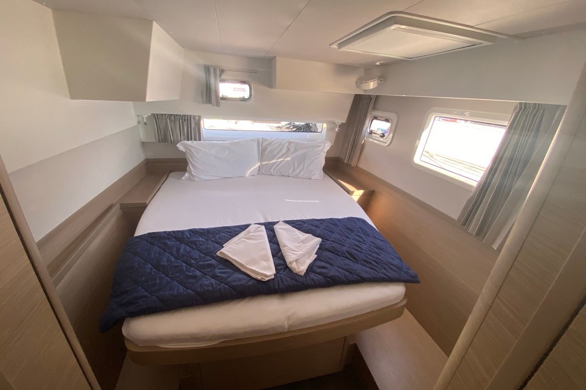 Cabin on Copernicus, a Lagoon 42 catamaran at Grand Anse, Grenada