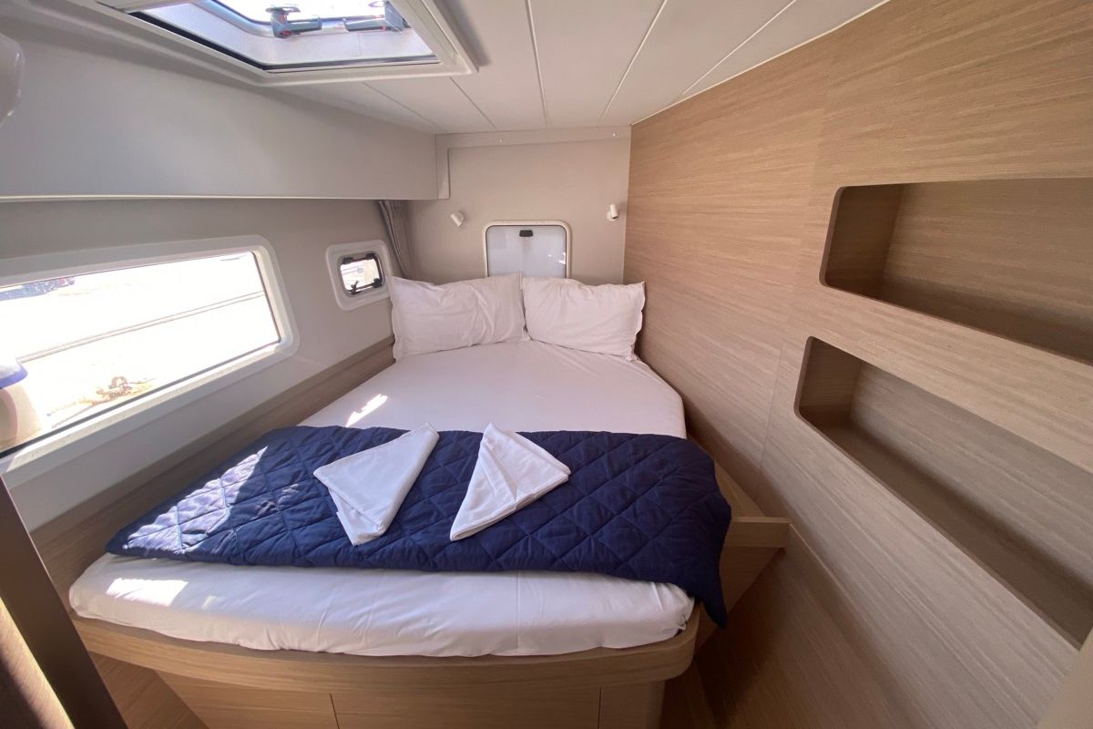 Cabin on Copernicus, a Lagoon 42 catamaran at Grand Anse, Grenada