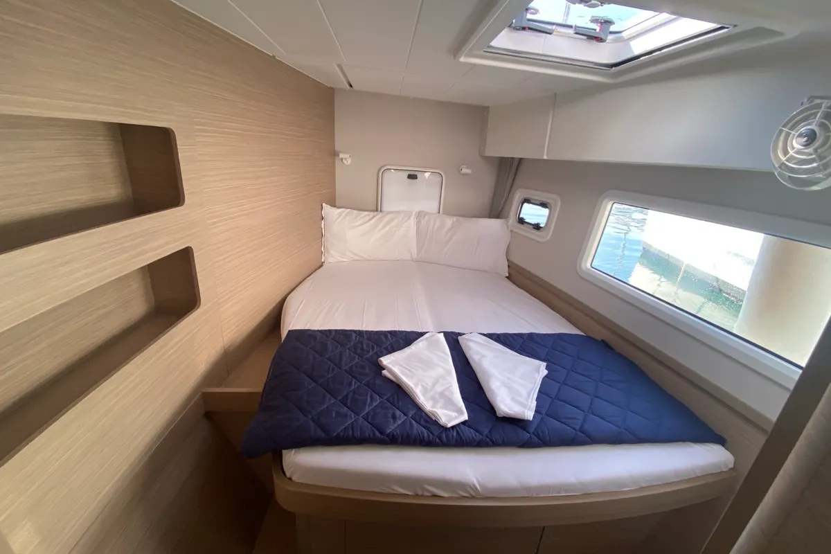 Cabin on Copernicus, a Lagoon 42 catamaran at Grand Anse, Grenada