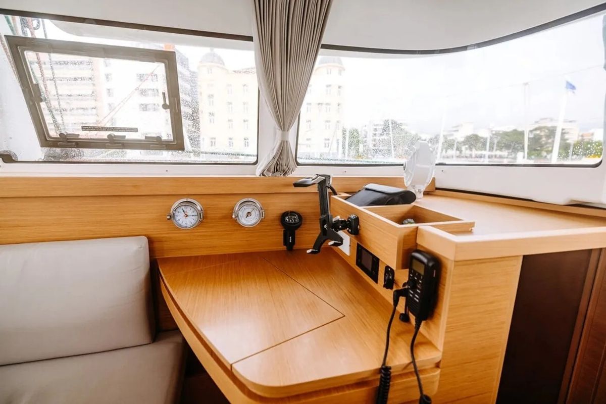 Cockpit of Lydia, a Excess 11 catamaran at Municipal Unit of Lefkada, Greece