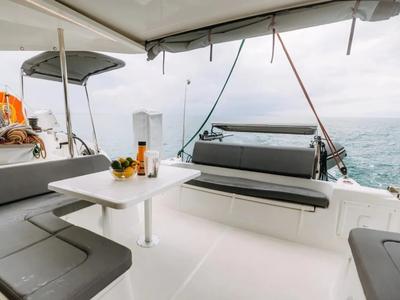 Deck of Lydia, a Excess 11 catamaran at Municipal Unit of Lefkada, Greece