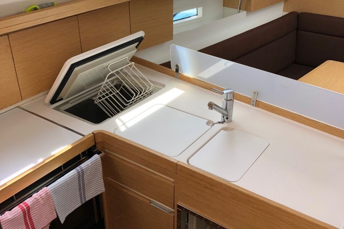 Galley of Laali, a Elan Impression 40 sailboat at Grad Pula, Croatia
