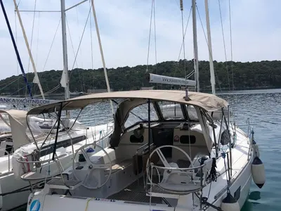 Deck of Laali, a Elan Impression 40 sailboat at Grad Pula, Croatia