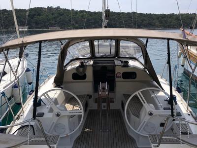 Cockpit of Laali, a Elan Impression 40 sailboat at Grad Pula, Croatia