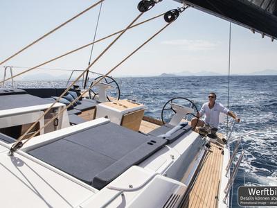 Deck of Aquaris, a Beneteau Oceanis 51.1 sailboat at Palma de Mallorca, Spain