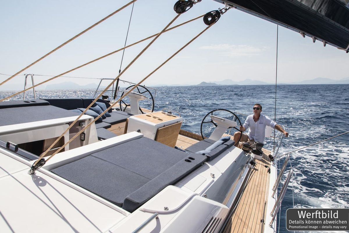 Deck of Aquaris, a Beneteau Oceanis 51.1 sailboat at Palma de Mallorca, Spain