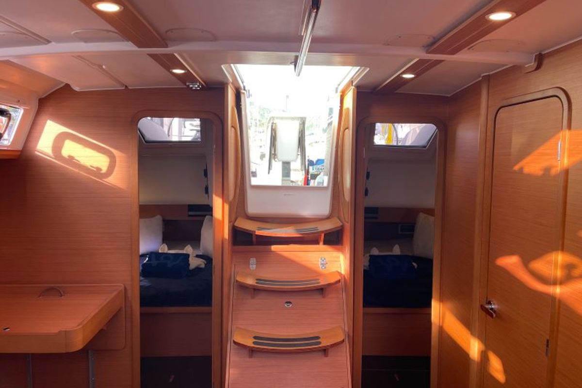 Salon of Penelope, a Dufour 430 sailboat at Road Town, British Virgin Islands