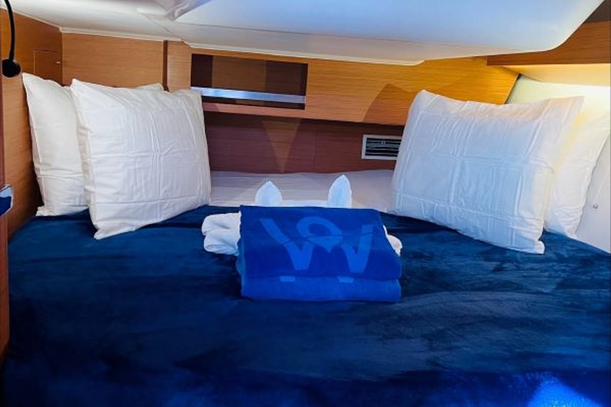 Cabin on Penelope, a Dufour 430 sailboat at Road Town, British Virgin Islands
