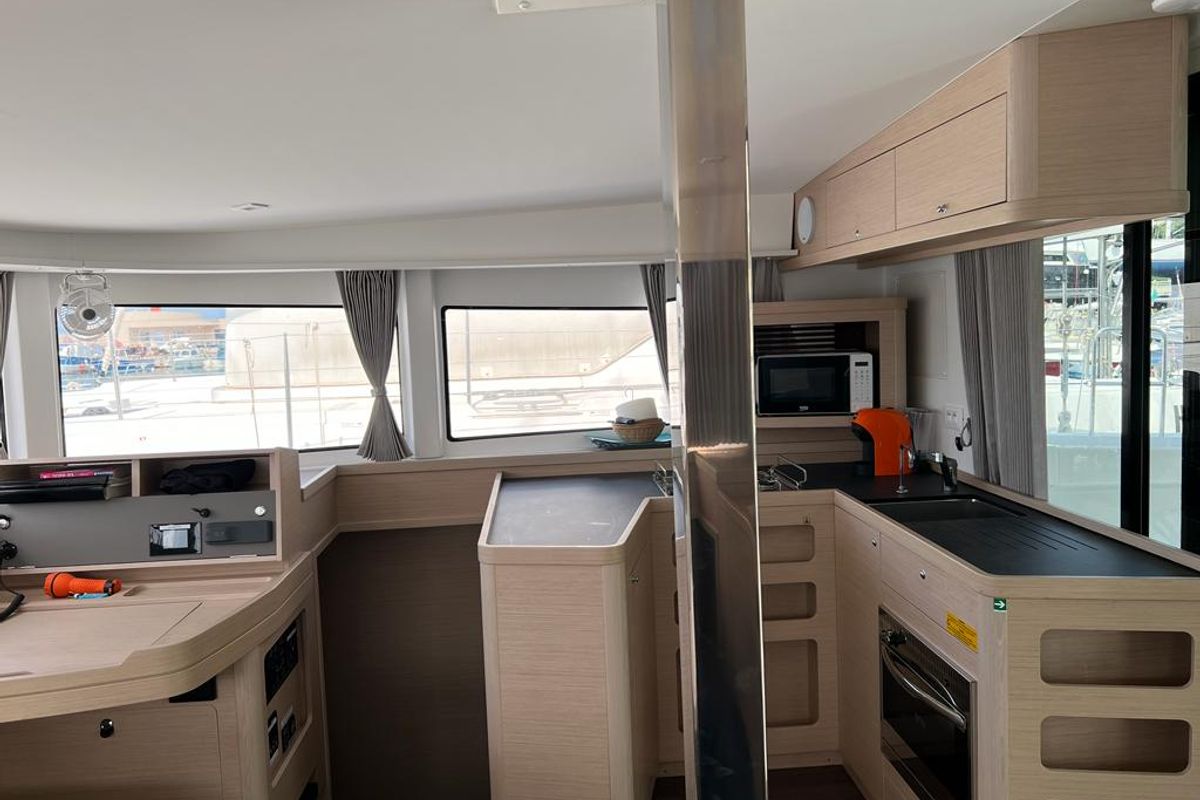 Cabin on Sissi, a Lagoon 42 catamaran at Capo d'Orlando, Italy