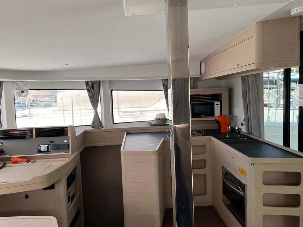Galley of Sissi, a Lagoon 42 catamaran at Capo d'Orlando, Italy