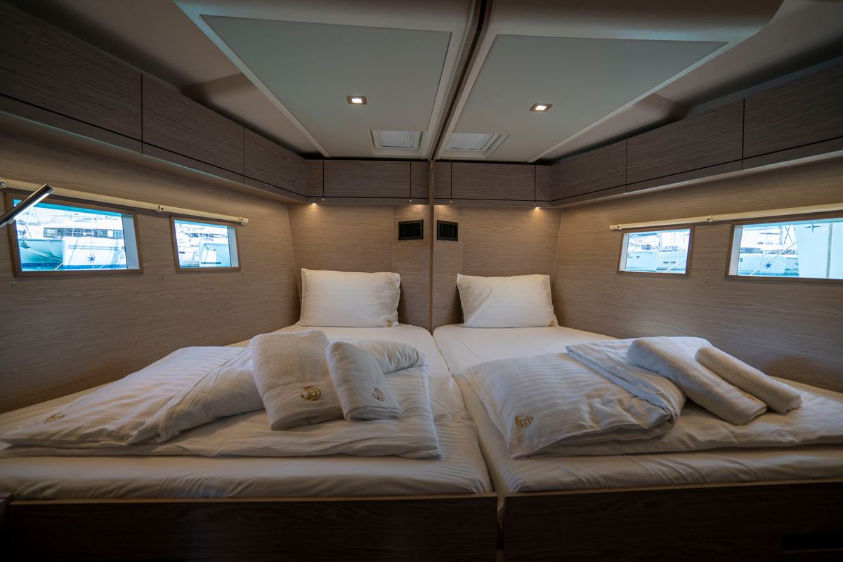 Cabin on Mila Felice, a Hanse Yachts Hanse 548 sailboat at Seget Donji, Croatia